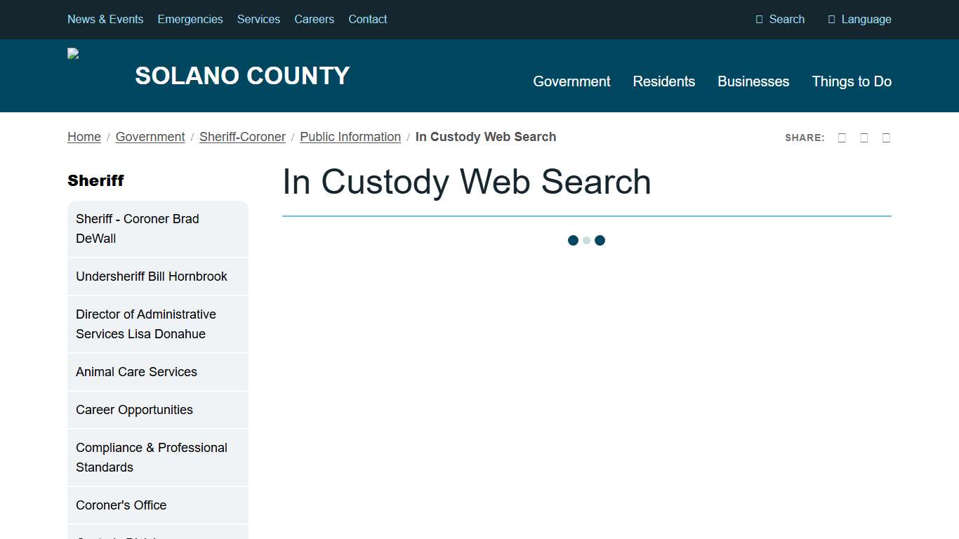 In Custody Web Search Solano County, California